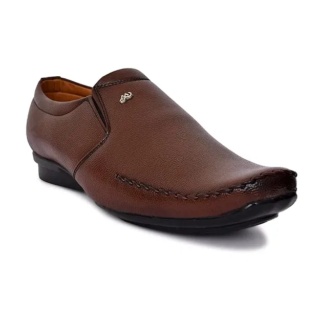 GUALO Men Stylish Slip on Formal Shoes Brown
