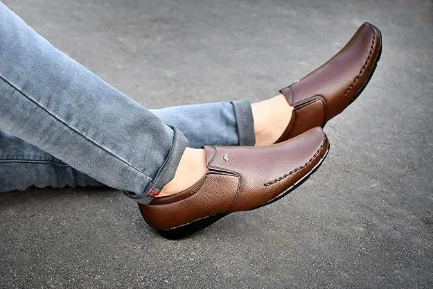 GUALO Men Stylish Slip on Formal Shoes Brown