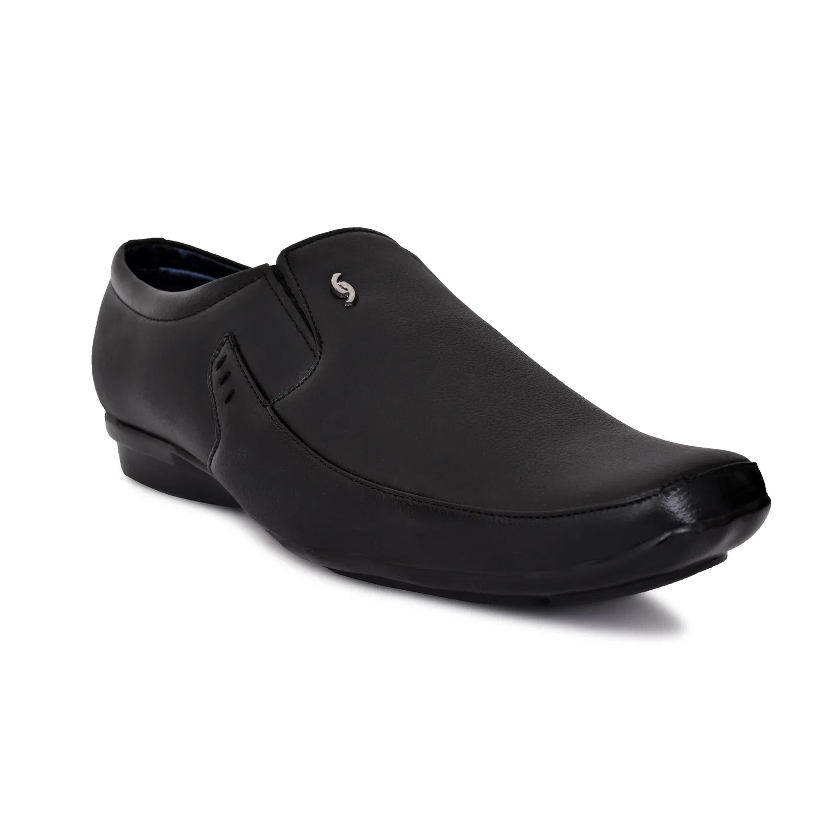 black formal shoes - slip on shoe 4 Black formal shoes for men with stylish design, durable rubber sole, and handmade stitching – perfect for office wear, parties, and formal occasions.