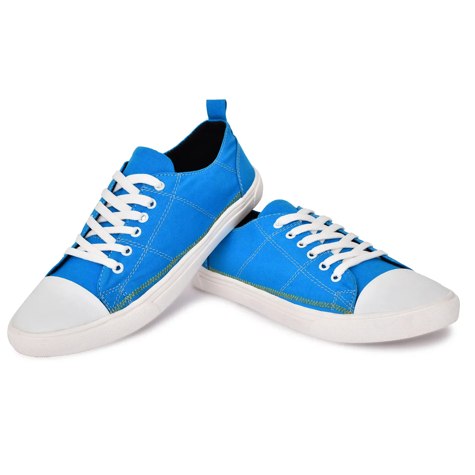 Blue Casual Shoes for Men – Casual, Stylish & Comfortable 8 A trendy blue canvas sneaker with white laces and a white rubber sole, ideal for casual wear and versatile enough to pair with Indian and modern outfits
