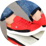 Cheap Canvas shoes for men placed on a rustic wooden surface, captured in a professional photo showcasing the timeless charm of canvas footwear