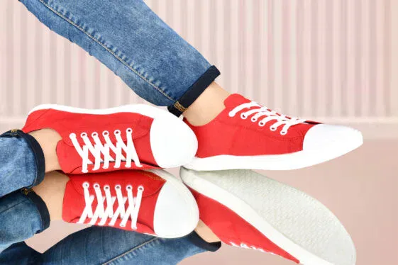 Trendy red and white shoes for men – Stylish & comfortable footwear from FocusOnStyle.in