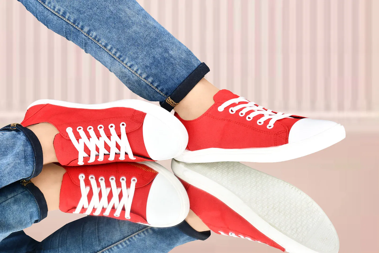 Trendy red and white shoes for men – Stylish & comfortable footwear from FocusOnStyle.in