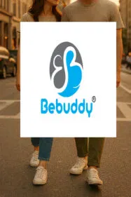 Couple walking in casual canvas shoes wearing BeBuddy footwear on a city street
