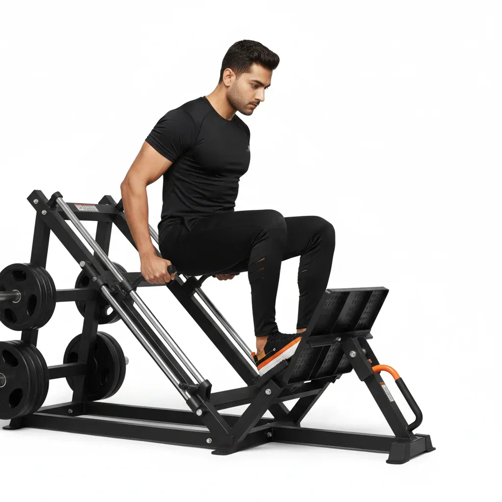 Man performing a leg press exercise wearing Bebuddy canvas shoes in black, designed for stability, comfort, and everyday movement for men | focusonstyle.in
