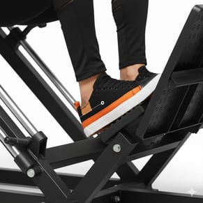 Close-up of a man performing a leg press wearing Bebuddy canvas shoes in black, offering grip, balance, and comfort for men | focusonstyle.in